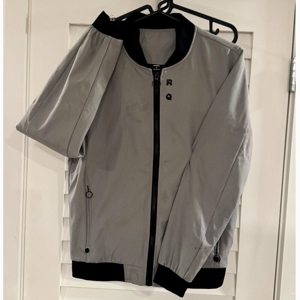 **SALE** Manfinity Men's Casual Front Zip Jacket (Grey/Black, Polyester, Size S)